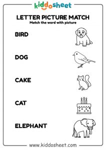 Letter Picture Match – Free Printable Worksheet - Kiddosheet
