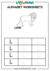 Alphabet Letter Tracing Worksheet – Lion Free Printable Files - Kiddosheet