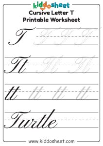 Cursive of T Letter Worksheets Printable - Kiddosheet