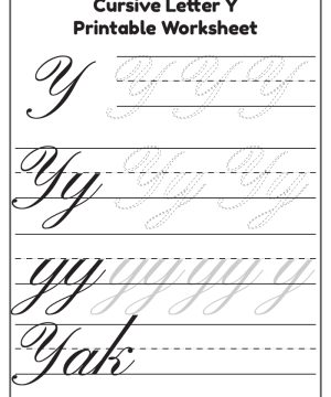 Cursive of Y Letter Worksheets Printable