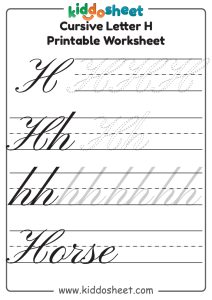 Cursive of H Letter Worksheets Printable - Kiddosheet