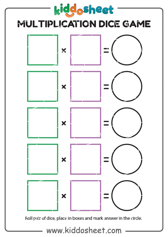 Free Mathematical Games Multiplication Dice Game Kiddosheet