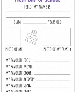 My First Day of School Printable Free Download