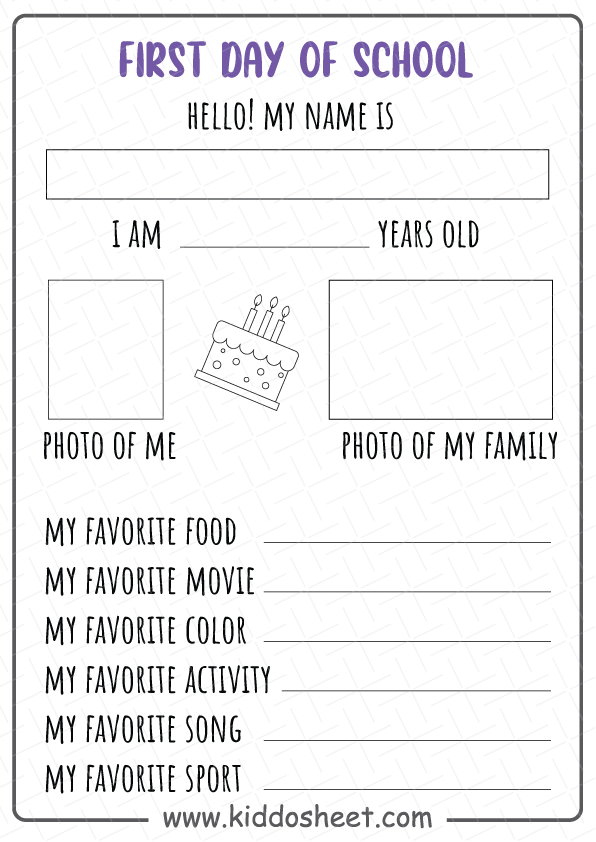 My First Day of School Printable Free Download