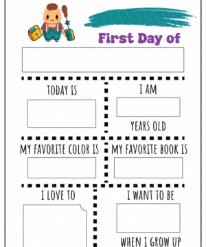 My First Day of School Printable Free Download