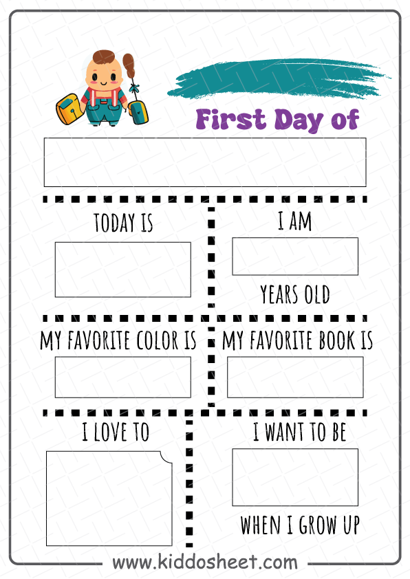 My First Day of School Printable Free Download