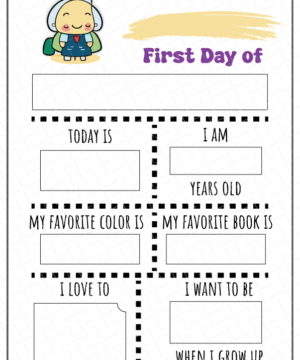 My First Day of School Printable Free Download