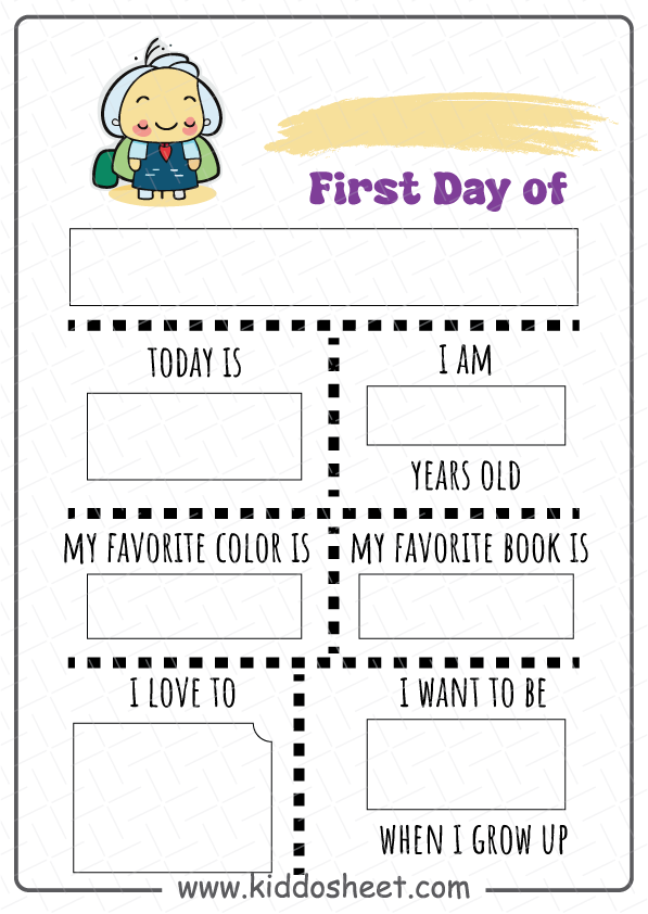 My First Day of School Printable Free Download