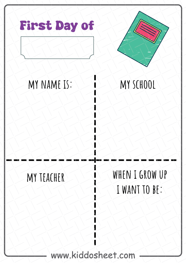 My First Day of School Printable Free Download