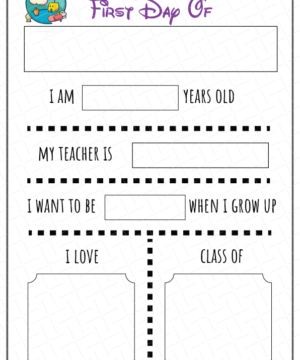 My First Day of School Printable Free Download