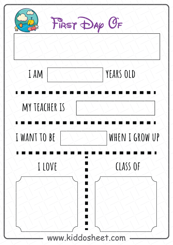 My First Day of School Printable Free Download