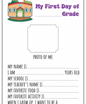 My First Day of School Printable Free Download