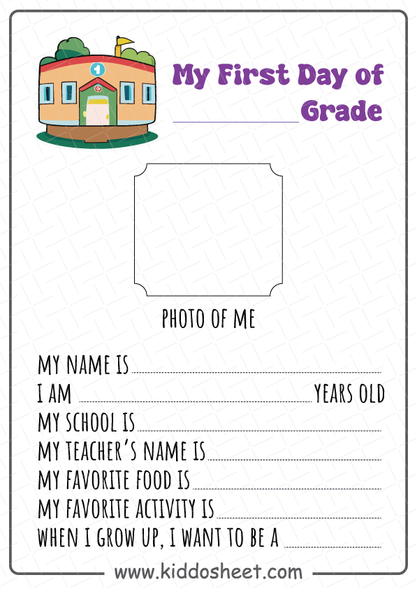 My First Day of School Printable Free Download