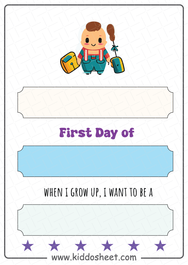 My First Day of School Printable Free Download