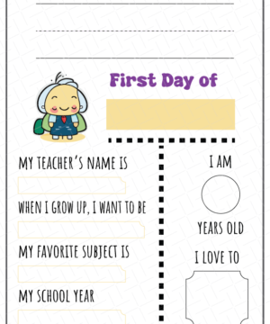 My First Day of School Printable Free Download