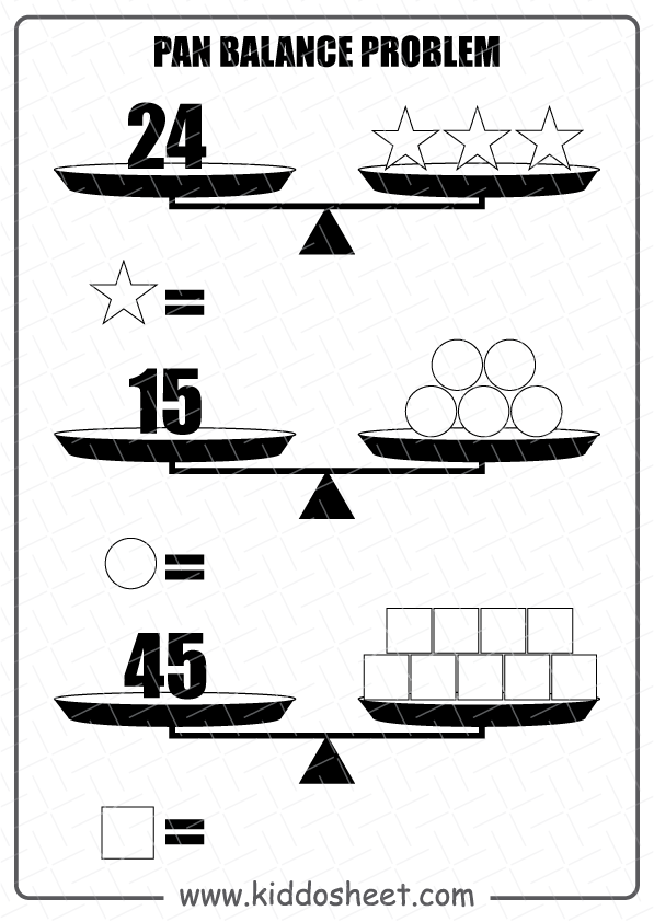 Pan Balance Worksheets Printable