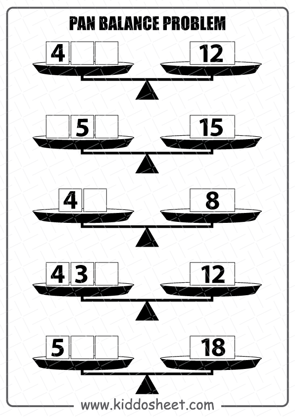 Pan Balance Worksheets Printable