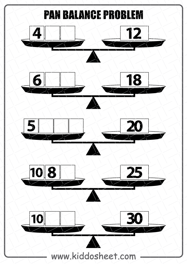 Pan Balance Worksheets Printable