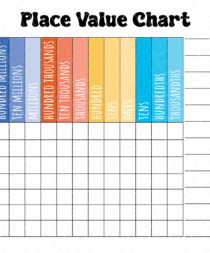 Place Value Chart Printable Free Download