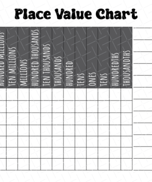 Place Value Chart Printable Free Download